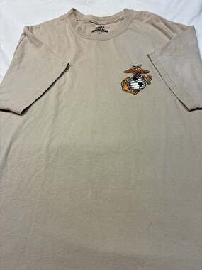 Armed Forces Gear USMC Marine Corps EGA Logo T-Shirt Tan Size L